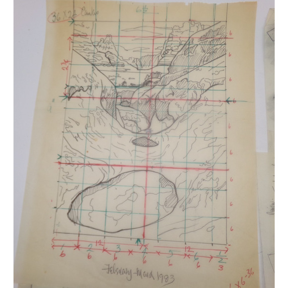 Vintage Original Art Abstract Various Scene on tracing paper - Picture 2 of 9